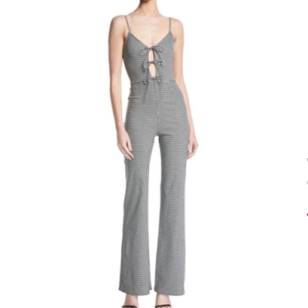 Lovers And Friends Nell Tie-Front Gingham Jumpsuit size medium